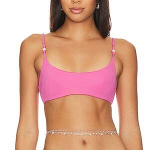 L*Space x Hannah Montazami size S Luisa Bikini Swim Top Pink Beaded Padded New